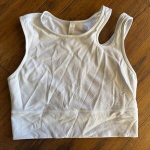 Lululemon White Cropped Athletic Tank Top w/ Built-In Bra Size 10